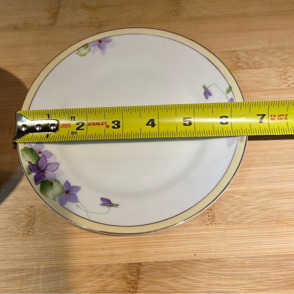 Antique Hand Painted Nippon Footed Bowl and Saucer with Violets and Gold Details - Picture 3 of 8